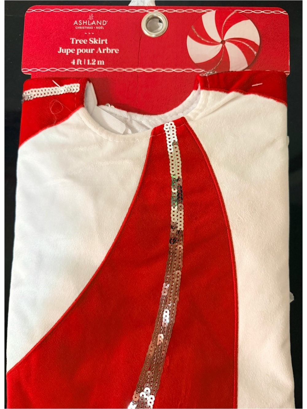 Ashland Red and White Sequin-Trim Holiday Tree Skirt